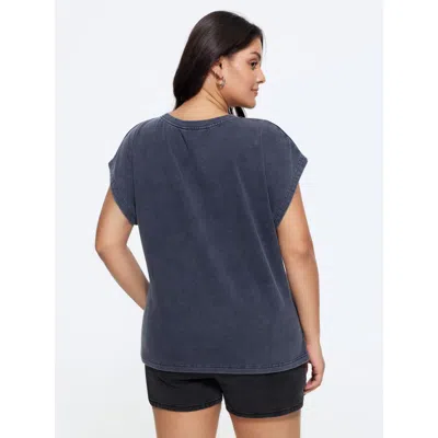 Bloomchic Vintage Washed Eagle Print Cap Sleeve T-shirt In Blue