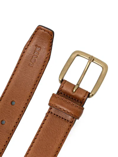 Levi's Logo-debossed Leather Belt In Orange