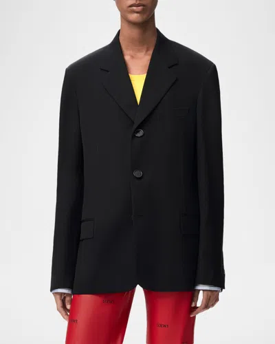 Loewe Double-breasted Wool-blend Blazer In Black