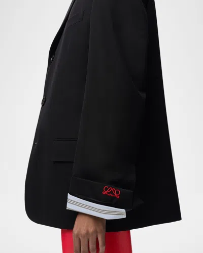 Loewe Double-breasted Wool-blend Blazer In Black