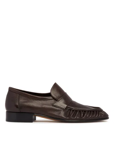 The Row Leather Loafers Block Heel Fringed Design In Brown