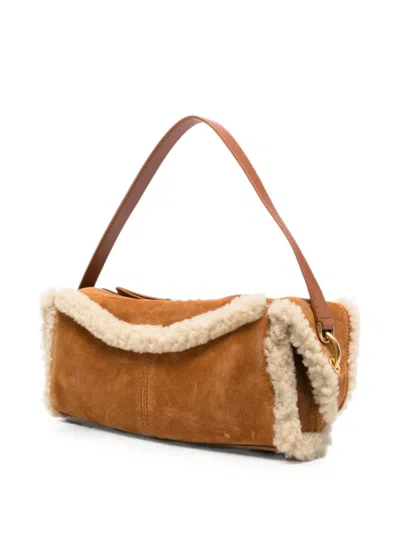 Balmain Pulse Mini Clutch Shoulder Bag Top Handle In Brown