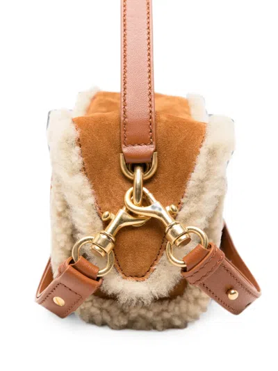 Balmain Pulse Mini Clutch Shoulder Bag Top Handle In Brown