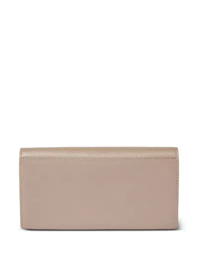 Fendi Ff Continental With Chain Dove Grey Leather Wallet In Brown