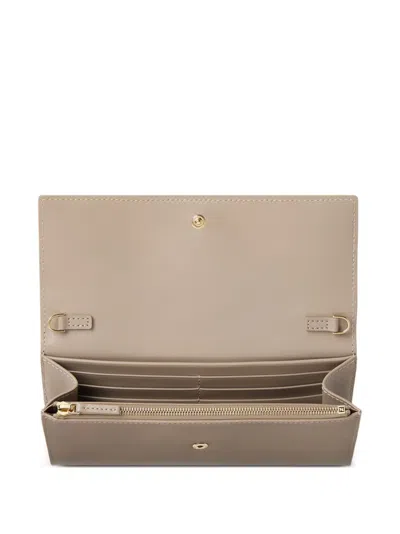 Fendi Ff Continental With Chain Dove Grey Leather Wallet In Brown