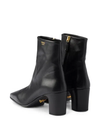 Prada Leather Booties In Black