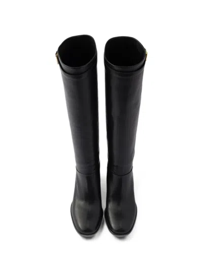 Prada Leather Boots In Black