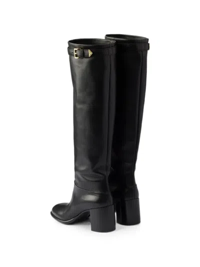 Prada Leather Boots In Black