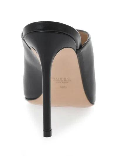 Francesco Russo Pointed-toe Leather Mules In Black