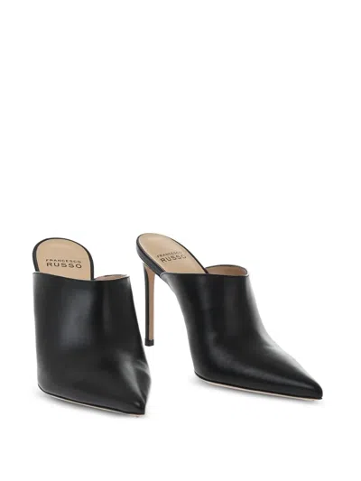Francesco Russo Pointed-toe Leather Mules In Black
