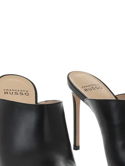 Francesco Russo Pointed-toe Leather Mules In Black