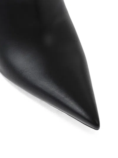 Francesco Russo Pointed-toe Leather Mules In Black