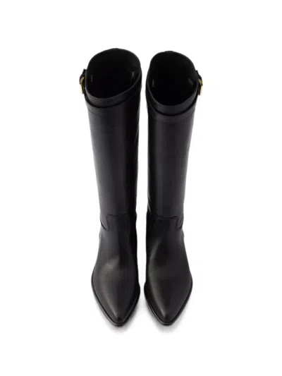 Prada Leather Knee-high Boots In Black
