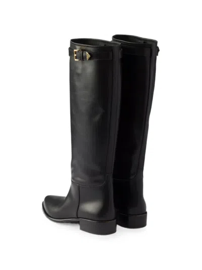 Prada Leather Knee-high Boots In Black