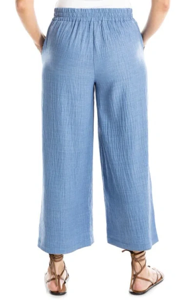 Max Studio Textured Wide Leg Pants In Blue