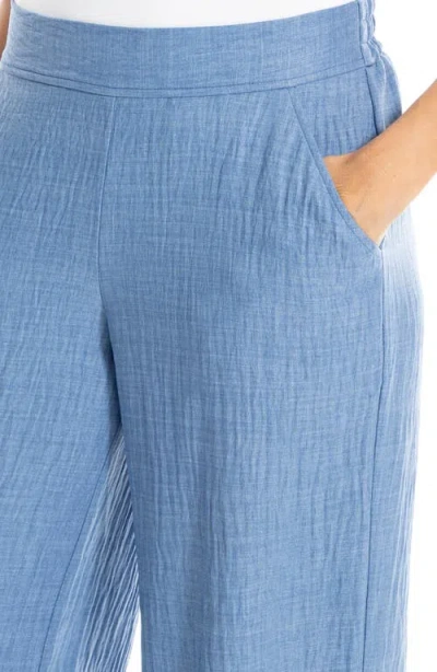 Max Studio Textured Wide Leg Pants In Blue