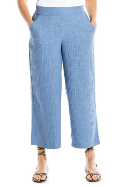 Max Studio Textured Wide Leg Pants In Blue