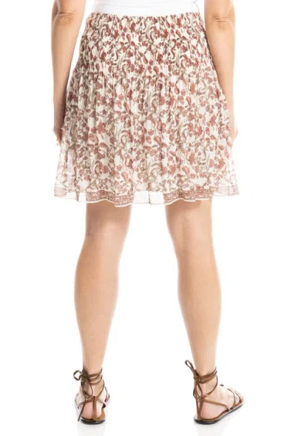 Max Studio Smocked Print Miniskirt In Black