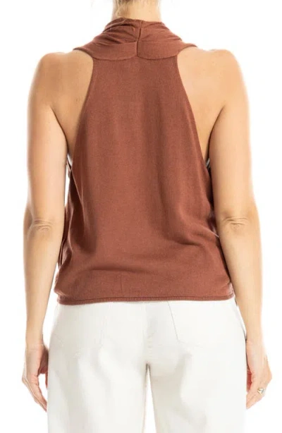 Max Studio Drape Front Top In Chestnut