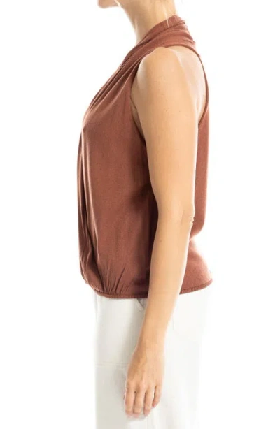 Max Studio Drape Front Top In Chestnut