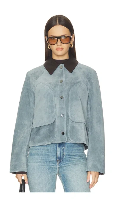 Veronica Beard Walters Cropped Barn Jacket In Blue