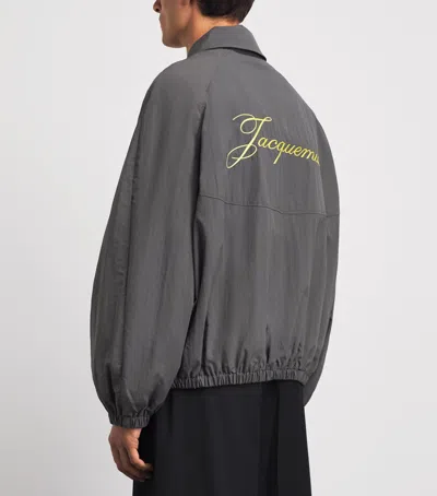 Jacquemus Hooded Jacket Elastic Cuffs Drawstring Hem In Grey