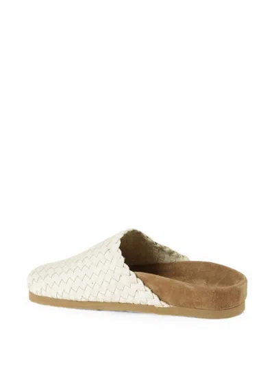 Dragon Diffusion Woven Leather Mules In White