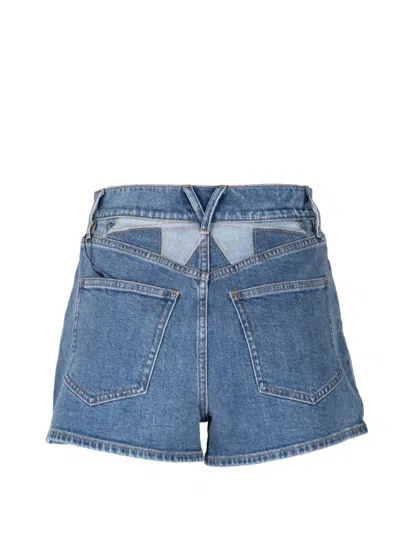 Veronica Beard Elijah Patchwork Denim Shorts In Blue