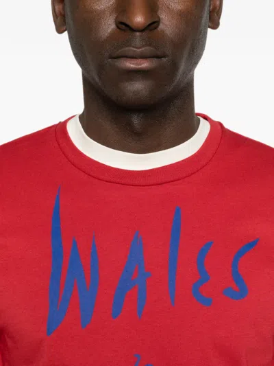 Wales Bonner 로고 프린트 크루 넥 티셔츠 In Red