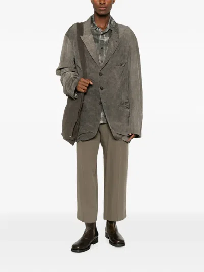 Ziggy Chen Pinstripe-pattern Single-breasted Jacket In Gray