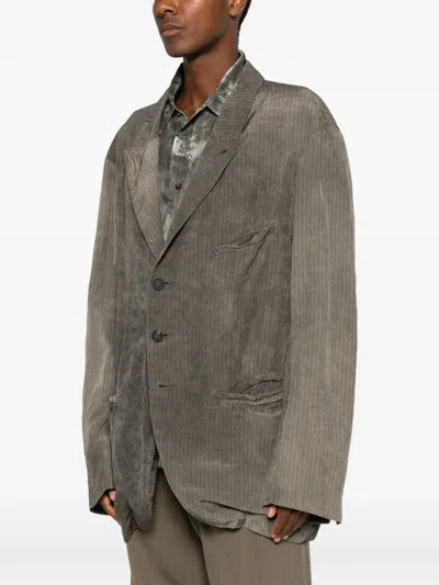 Ziggy Chen Pinstripe-pattern Single-breasted Jacket In Gray