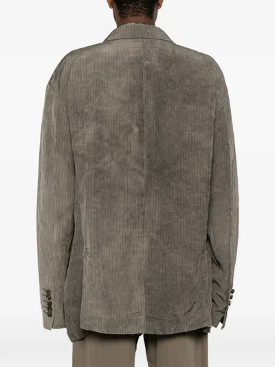 Ziggy Chen Pinstripe-pattern Single-breasted Jacket In Gray