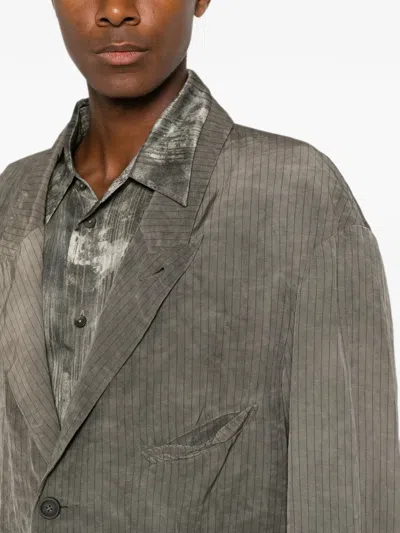 Ziggy Chen Pinstripe-pattern Single-breasted Jacket In Gray