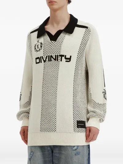 Five Cm Striped Intarsia-knit Sweater In White