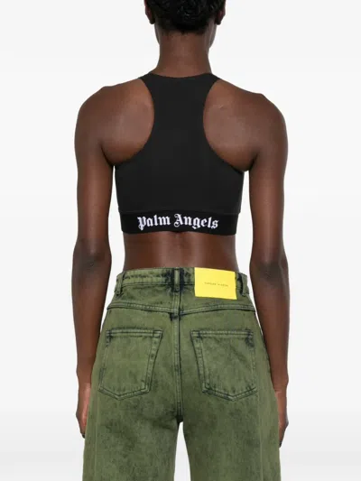 Palm Angels 로고 언더밴드 레이서백 스포츠 탑 In Transparent