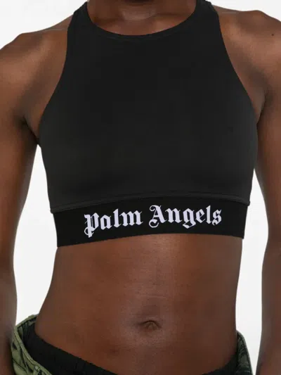 Palm Angels 로고 언더밴드 레이서백 스포츠 탑 In Transparent