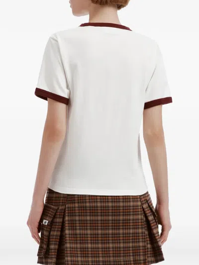 Chocoolate Logo-print Ringer T-shirt In White