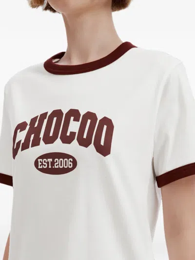 Chocoolate Logo-print Ringer T-shirt In White