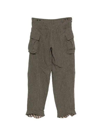 Ziggy Chen Striped Cargo Pants In Brown