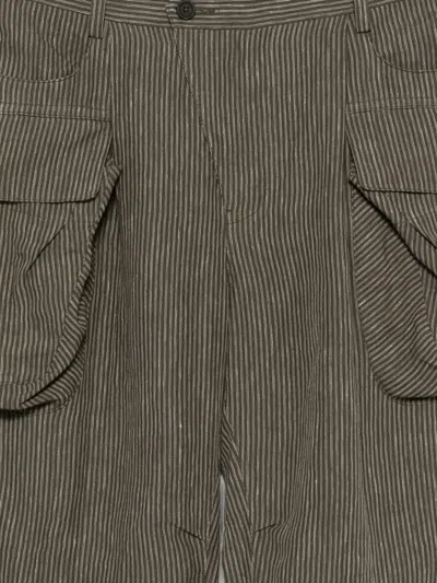 Ziggy Chen Striped Cargo Pants In Brown