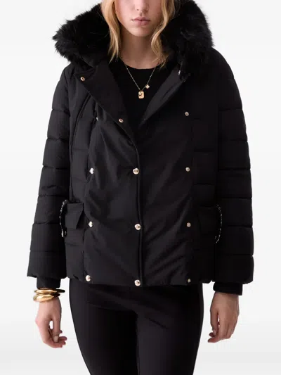 Liu •jo Padded Jacket With Belt In Black