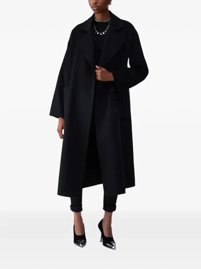 Liu •jo Long Oversized Wool Coat In Black