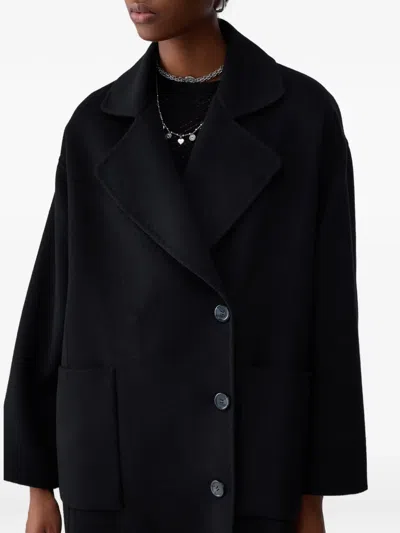 Liu •jo Long Oversized Wool Coat In Black