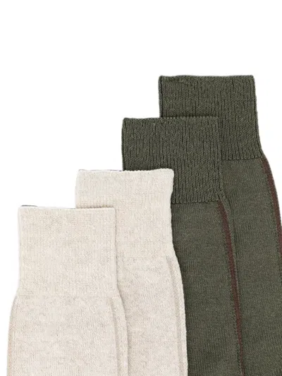 Ziggy Chen Contrast-panel Socks (set Of Two) In Multi