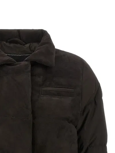 Kiton Down Jacket Long Sleeves Drawstring Collar Pocket In Multi