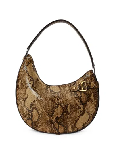 Ralph Lauren Python-embossed Large Tasha Shoulder Bag In Tan Multi In Brown