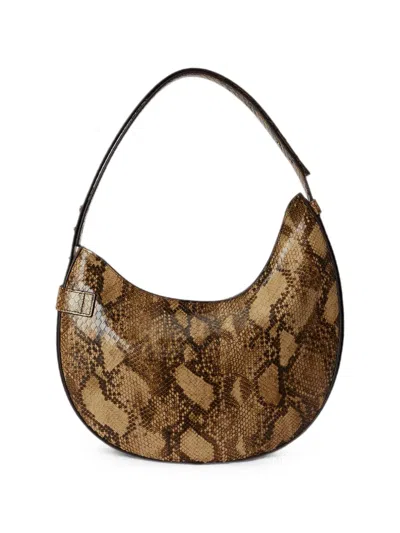 Ralph Lauren Python-embossed Large Tasha Shoulder Bag In Tan Multi In Brown