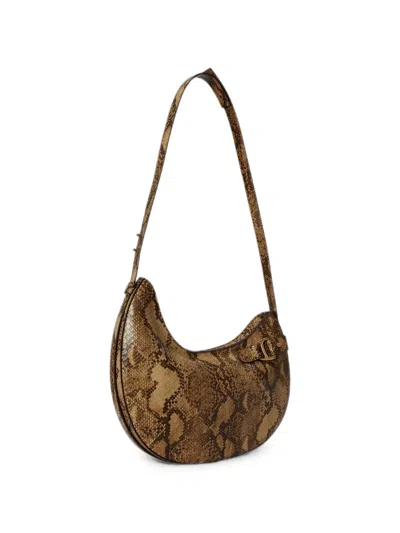 Ralph Lauren Python-embossed Large Tasha Shoulder Bag In Tan Multi In Brown