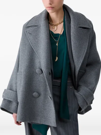 Liu •jo Oversized Wool Coat In Gray