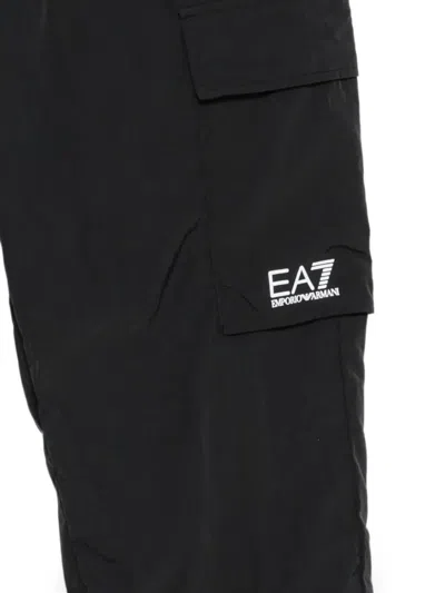 Ea7 Logo-print Cargo Pants In Black